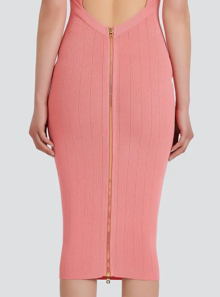 Balmain Dresses Womens MidLength EcoDesigned Knit Dress Pink Balmain Dresses Womens MidLength EcoDesigned Knit Dress Pink