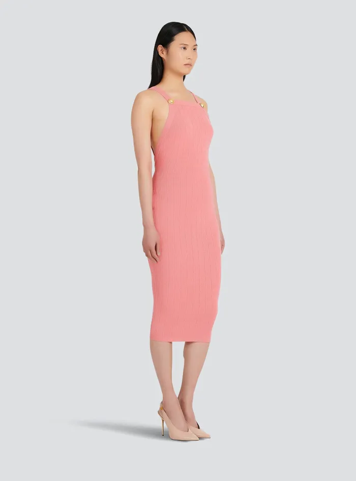 Balmain Dresses Womens MidLength EcoDesigned Knit Dress Pink Balmain Dresses Womens MidLength EcoDesigned Knit Dress Pink