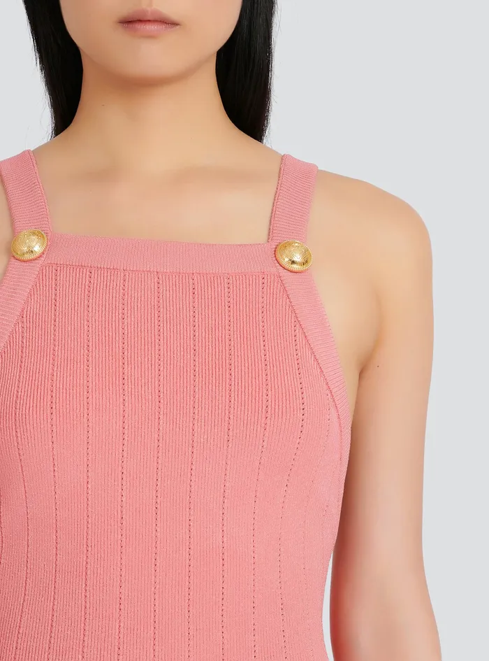 Balmain Dresses Womens MidLength EcoDesigned Knit Dress Pink Balmain Dresses Womens MidLength EcoDesigned Knit Dress Pink