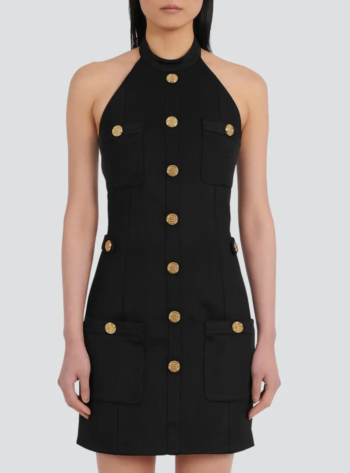 Balmain Dresses Womens OpenBack Dress With GoldTone Buttons Black Balmain Dresses Womens OpenBack Dress With GoldTone Buttons Black