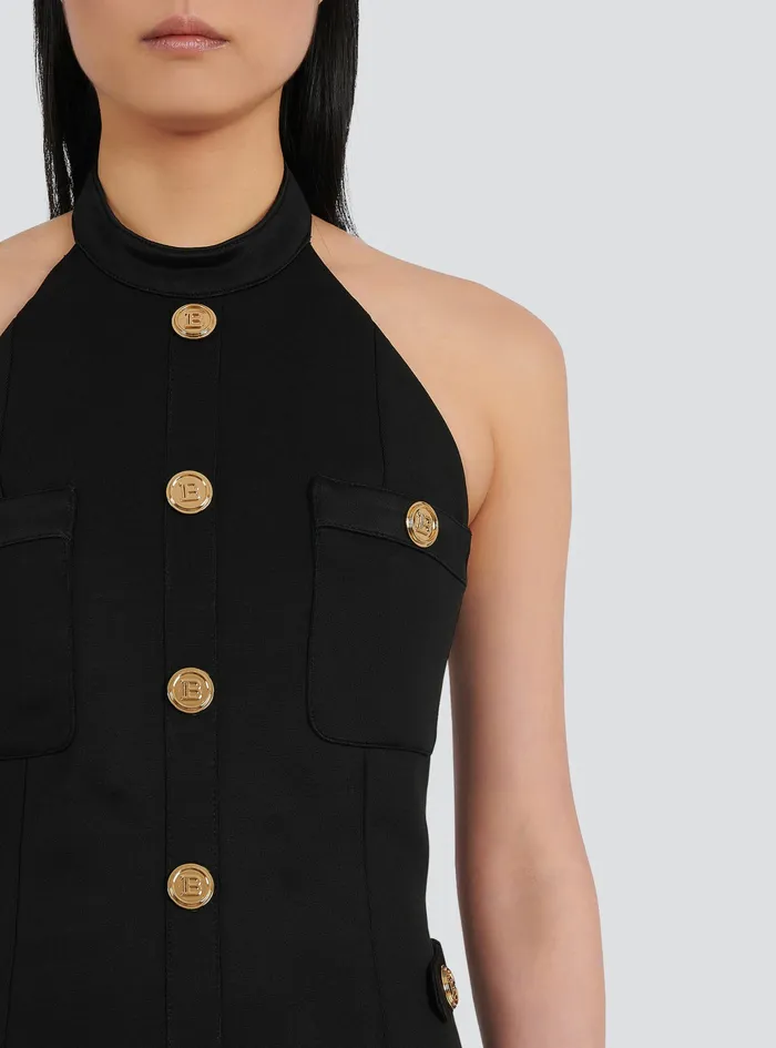 Balmain Dresses Womens OpenBack Dress With GoldTone Buttons Black Balmain Dresses Womens OpenBack Dress With GoldTone Buttons Black