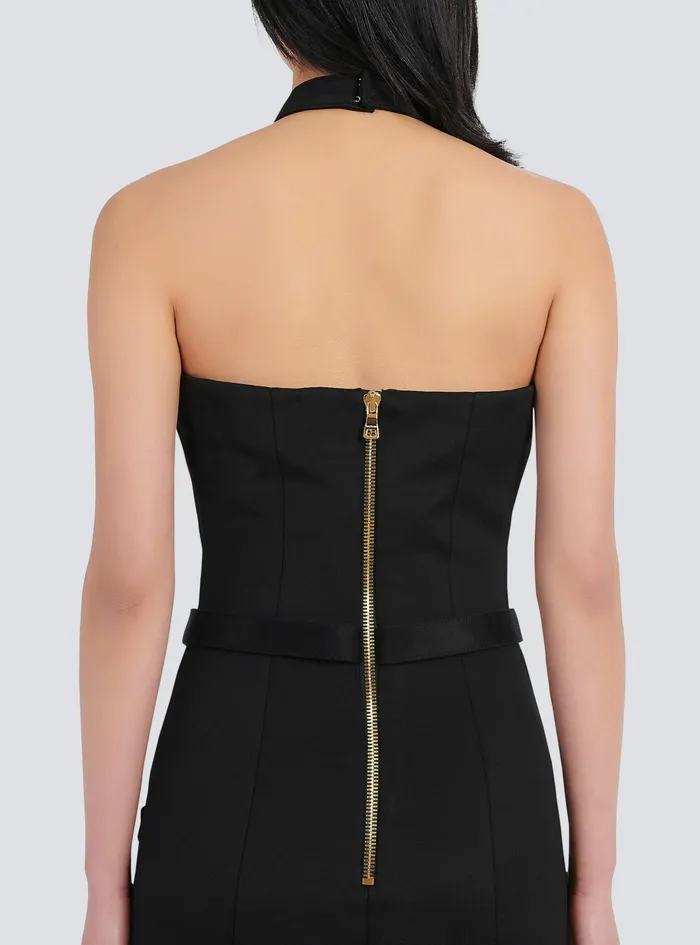 Balmain Dresses Womens OpenBack Dress With GoldTone Buttons Black Balmain Dresses Womens OpenBack Dress With GoldTone Buttons Black