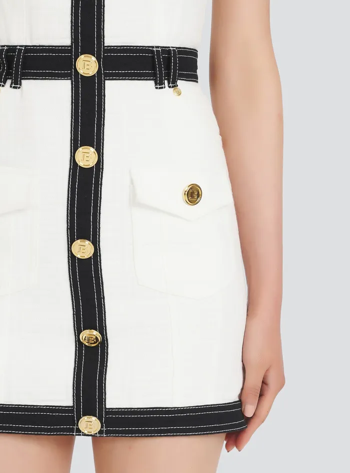 Balmain Dresses Womens Short Buttoned Denim Dress White Balmain Dresses Womens Short Buttoned Denim Dress White