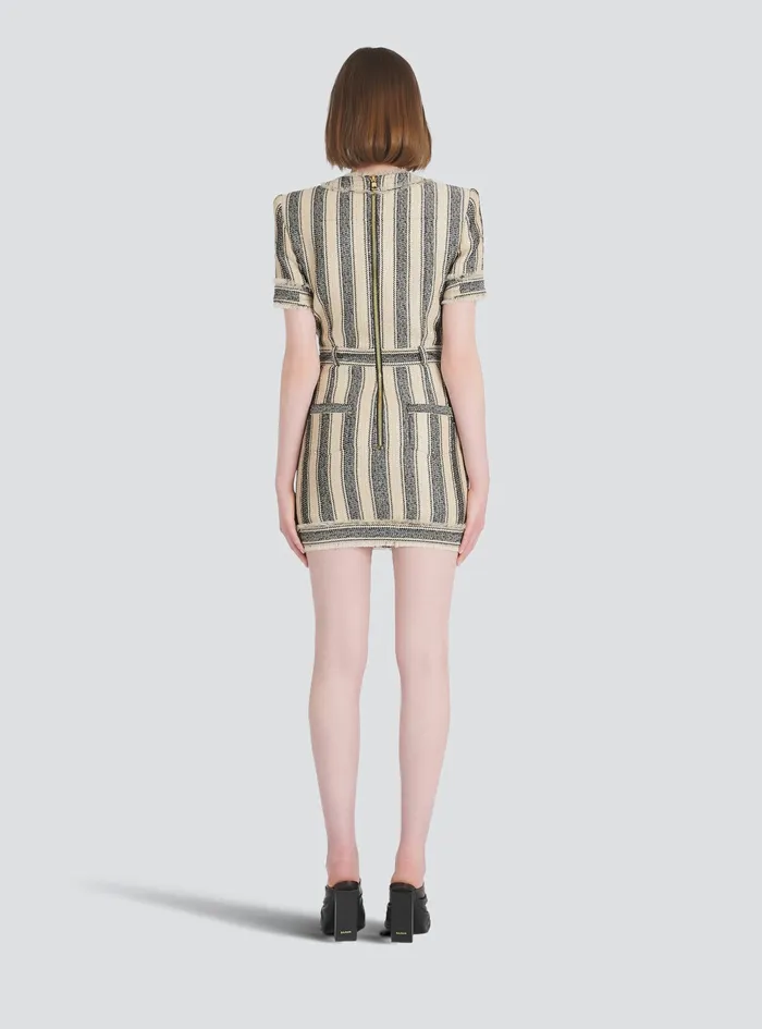 Balmain Dresses Womens Short Cotton Piqu Dress With GoldTone Buttons Multicolor Balmain Dresses Womens Short Cotton Piqu Dress With GoldTone Buttons Multicolor