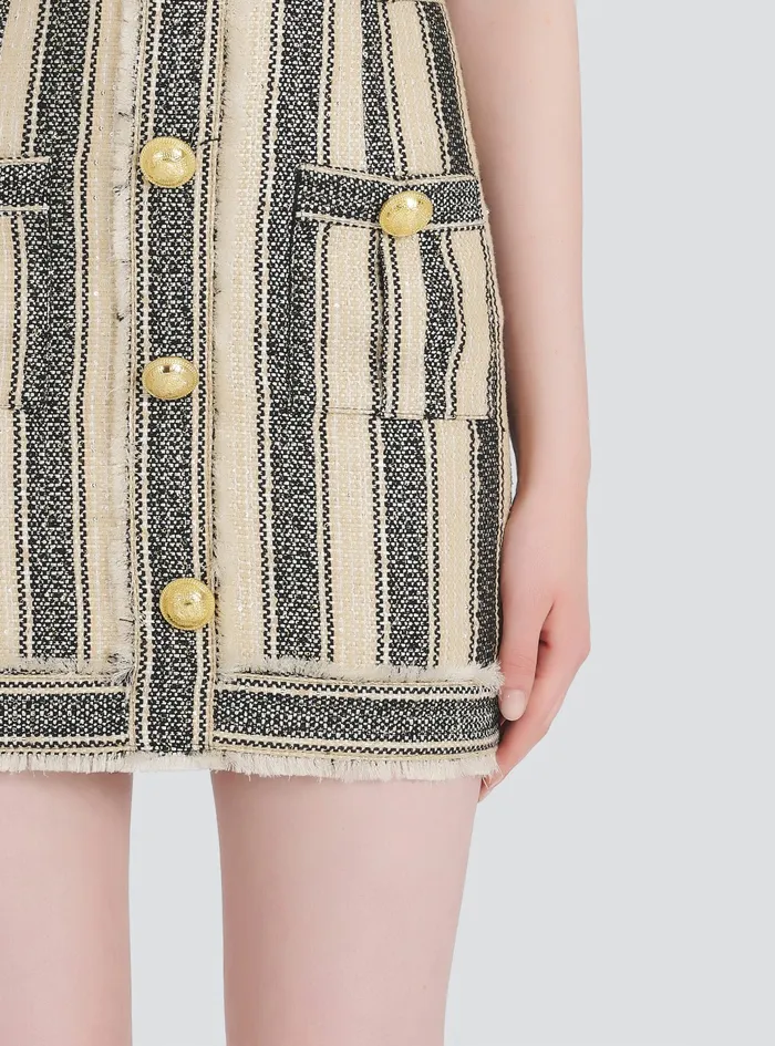 Balmain Dresses Womens Short Cotton Piqu Dress With GoldTone Buttons Multicolor Balmain Dresses Womens Short Cotton Piqu Dress With GoldTone Buttons Multicolor