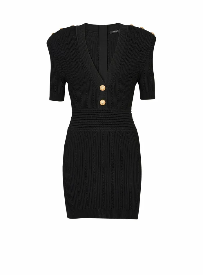 Balmain Dresses Womens Short EcoDesignedknit Dress Black