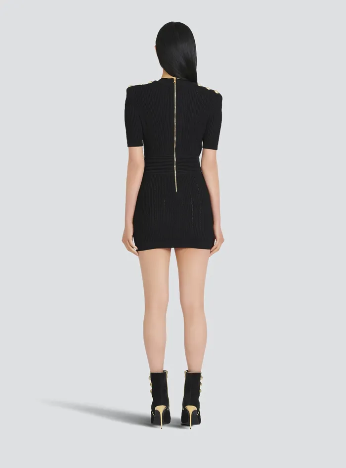 Balmain Dresses Womens Short EcoDesignedknit Dress Black Balmain Dresses Womens Short EcoDesignedknit Dress Black