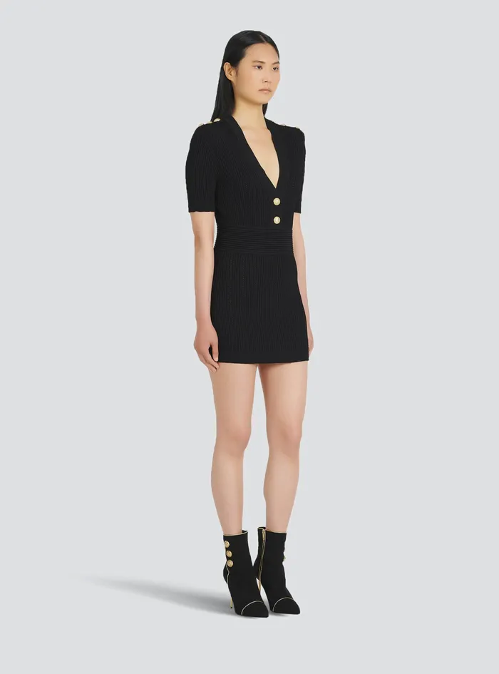 Balmain Dresses Womens Short EcoDesignedknit Dress Black Balmain Dresses Womens Short EcoDesignedknit Dress Black