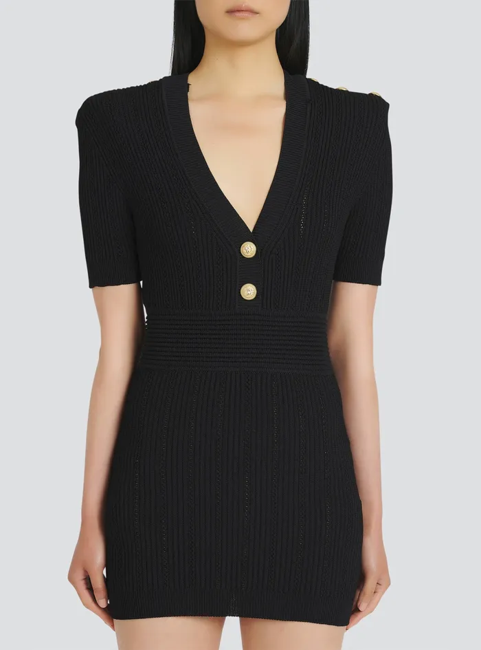 Balmain Dresses Womens Short EcoDesignedknit Dress Black Balmain Dresses Womens Short EcoDesignedknit Dress Black