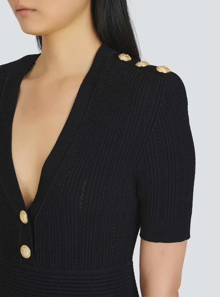 Balmain Dresses Womens Short EcoDesignedknit Dress Black Balmain Dresses Womens Short EcoDesignedknit Dress Black