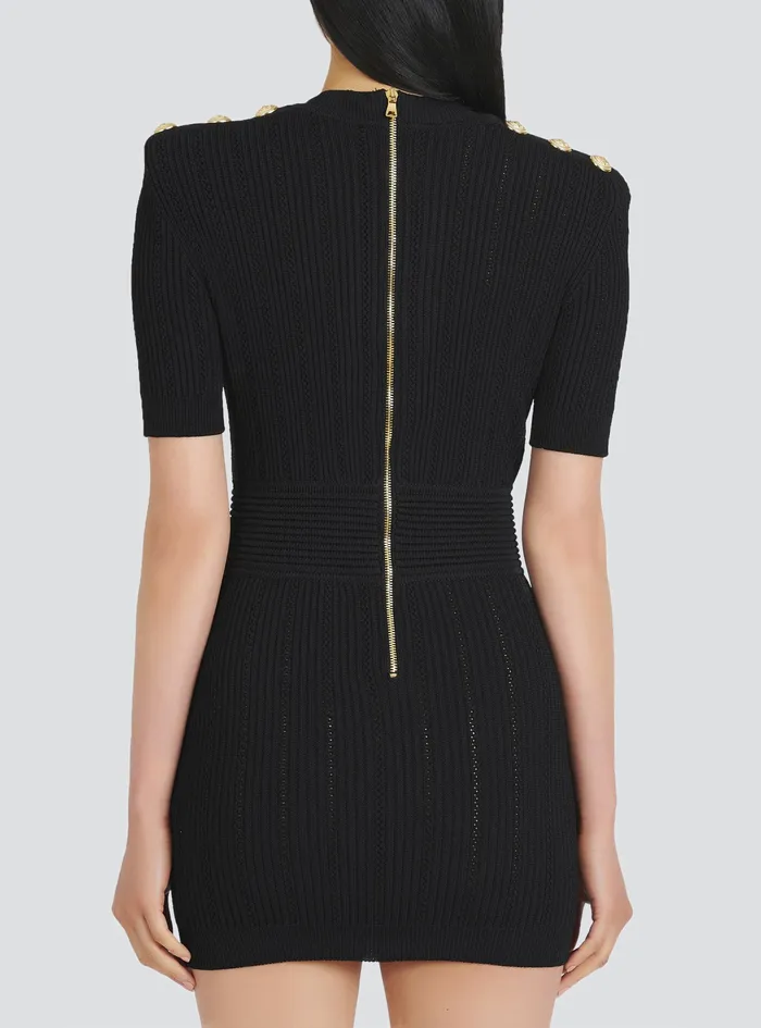 Balmain Dresses Womens Short EcoDesignedknit Dress Black Balmain Dresses Womens Short EcoDesignedknit Dress Black