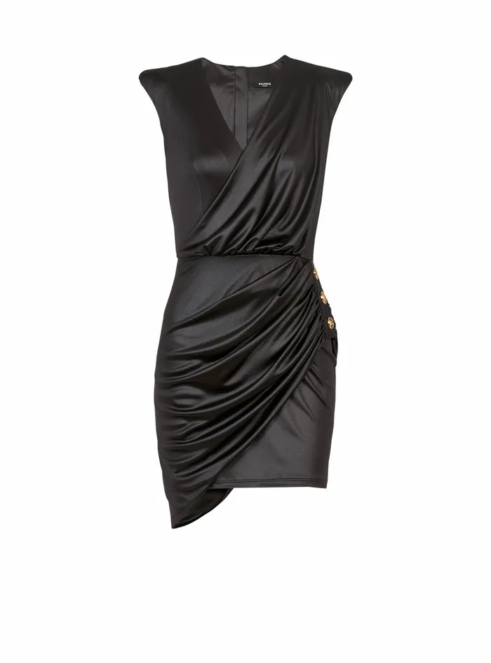 Balmain Dresses Womens Short Jersey Draped Dress Black