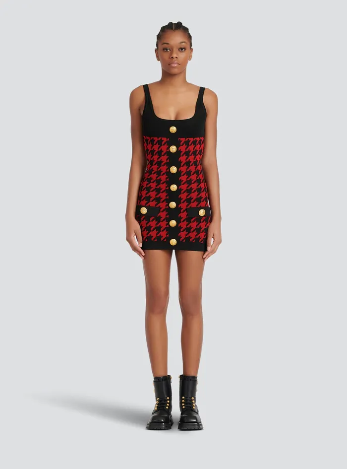 Balmain Dresses Womens Short Knit Dress Red Balmain Dresses Womens Short Knit Dress Red