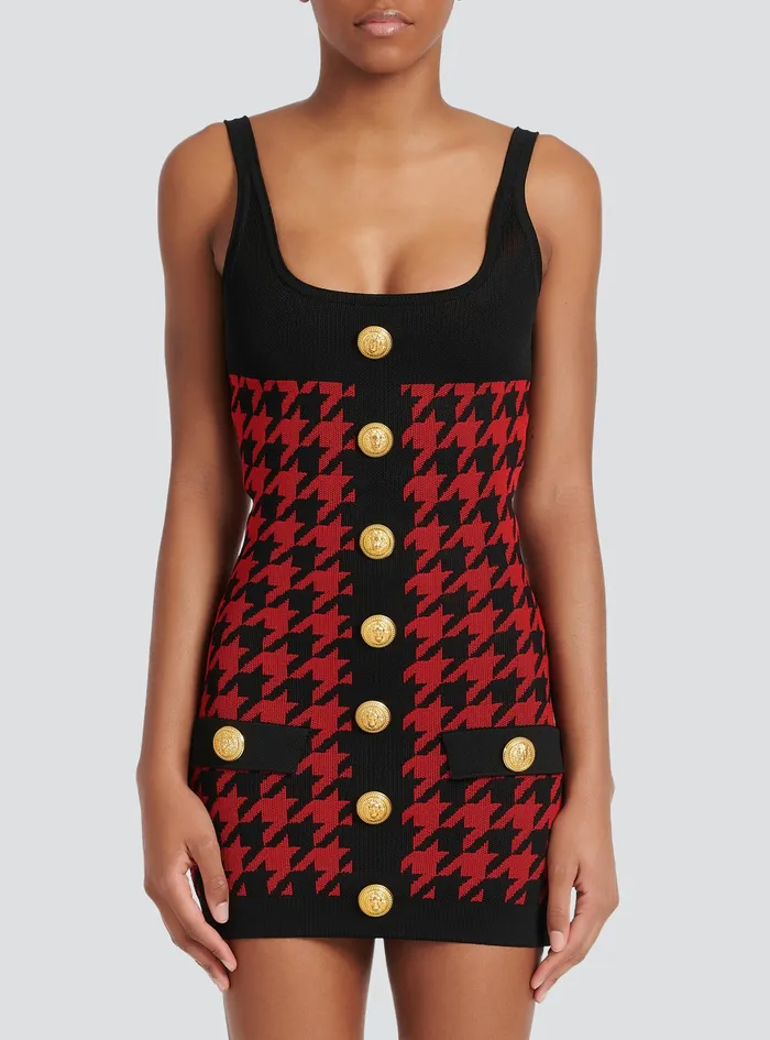 Balmain Dresses Womens Short Knit Dress Red Balmain Dresses Womens Short Knit Dress Red