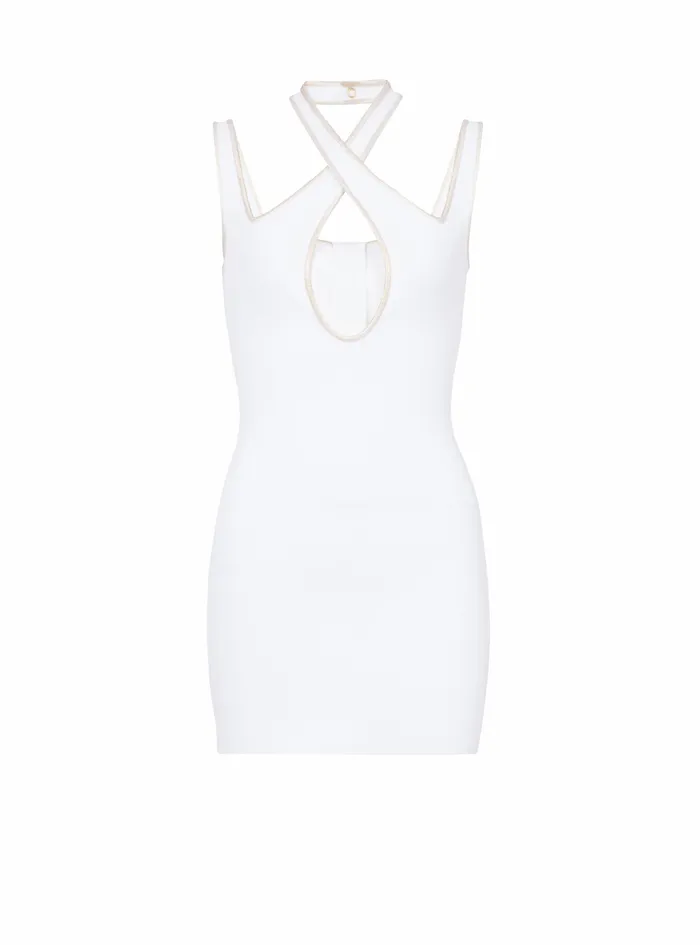 Balmain Dresses Womens Short Knit Dress White