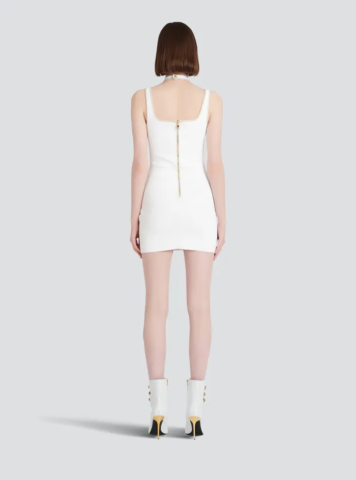 Balmain Dresses Womens Short Knit Dress White Balmain Dresses Womens Short Knit Dress White