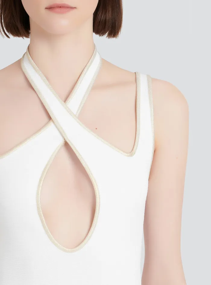 Balmain Dresses Womens Short Knit Dress White Balmain Dresses Womens Short Knit Dress White