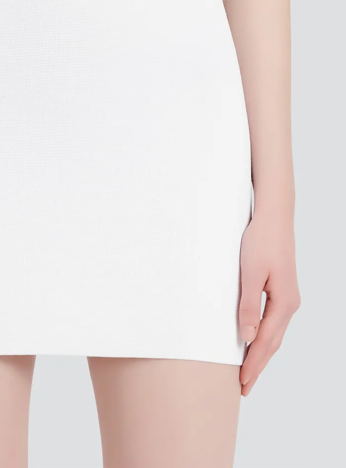 Balmain Dresses Womens Short Knit Dress White Balmain Dresses Womens Short Knit Dress White