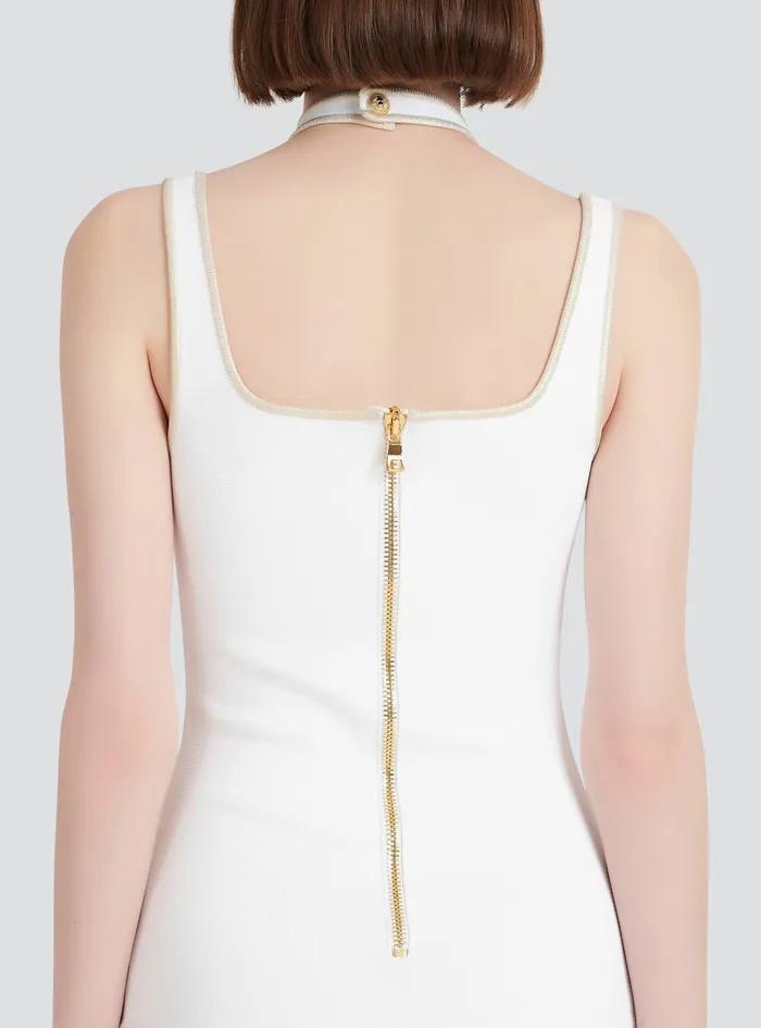 Balmain Dresses Womens Short Knit Dress White Balmain Dresses Womens Short Knit Dress White
