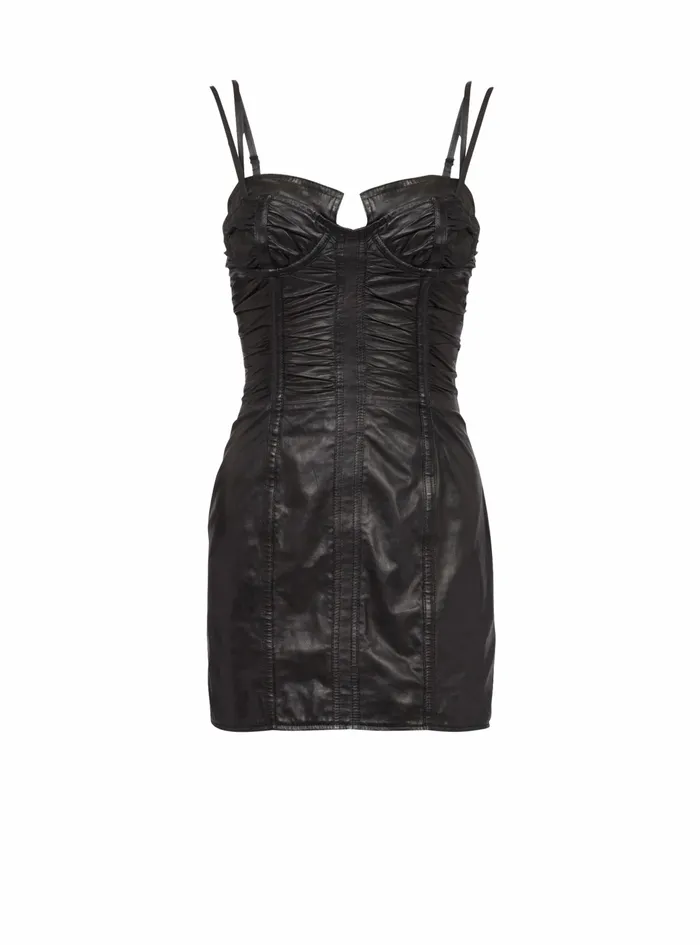 Balmain Dresses Womens Shortleather Dress Black
