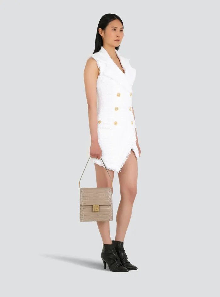Balmain Ely Bags Womens CrocodileEmbossed Leather Ely Bag Beige Balmain Ely Bags Womens CrocodileEmbossed Leather Ely Bag Beige