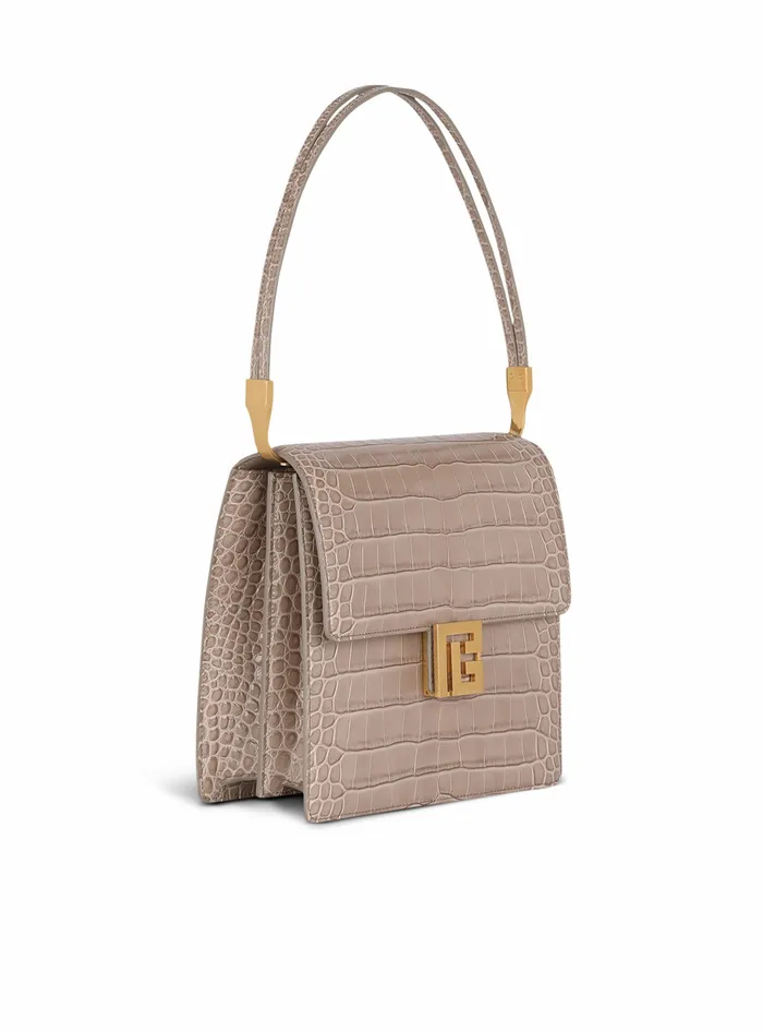 Balmain Ely Bags Womens CrocodileEmbossed Leather Ely Bag Beige Balmain Ely Bags Womens CrocodileEmbossed Leather Ely Bag Beige