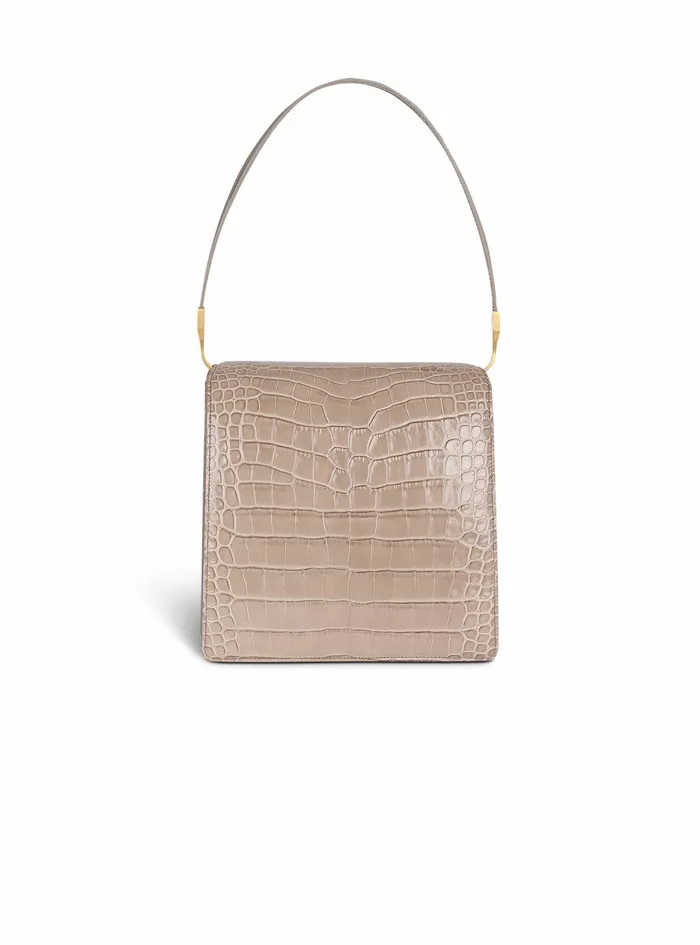 Balmain Ely Bags Womens CrocodileEmbossed Leather Ely Bag Beige Balmain Ely Bags Womens CrocodileEmbossed Leather Ely Bag Beige