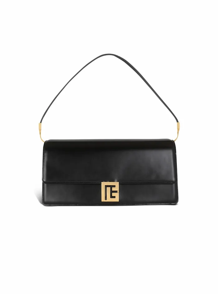 Balmain Ely Bags Womens Shiny Smooth Leather Ely Clutch Bag Black