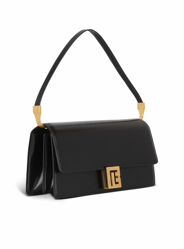 Balmain Ely Bags Womens Shiny Smooth Leather Ely Clutch Bag Black