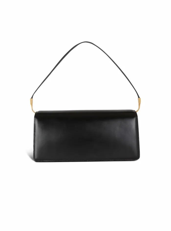 Balmain Ely Bags Womens Shiny Smooth Leather Ely Clutch Bag Black