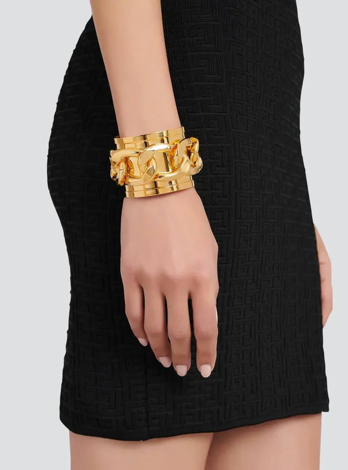 Balmain Fashion Jewelry Womens Brass Chain Cuff Bracelet Gold Balmain Fashion Jewelry Womens Brass Chain Cuff Bracelet Gold