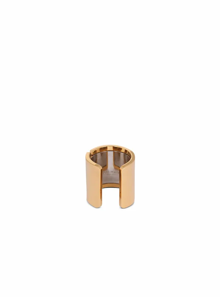 Balmain Fashion Jewelry Womens Brass Ring With Balmain Monogram Gold Balmain Fashion Jewelry Womens Brass Ring With Balmain Monogram Gold