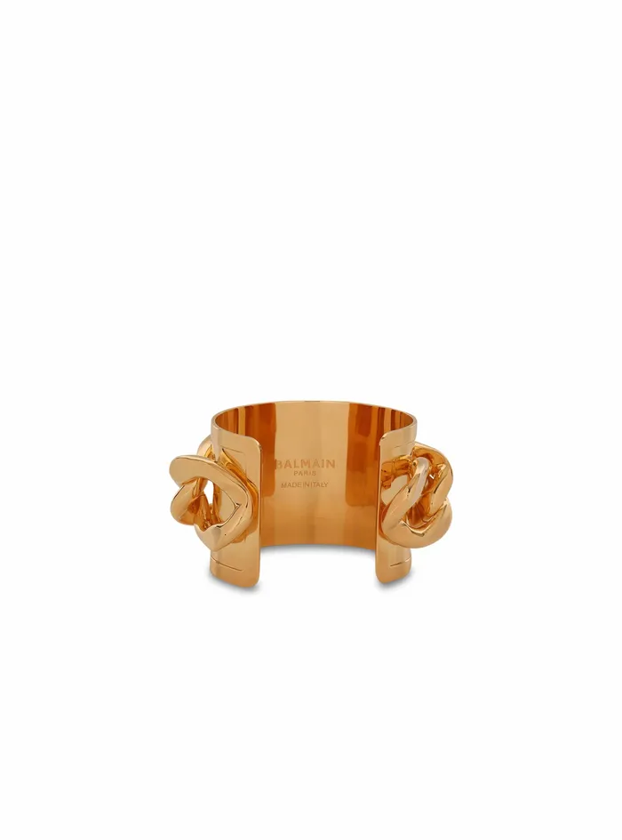 Balmain Fashion Jewelry Womens GoldTone Brass Cuff Bracelet With Chain Gold Balmain Fashion Jewelry Womens GoldTone Brass Cuff Bracelet With Chain Gold