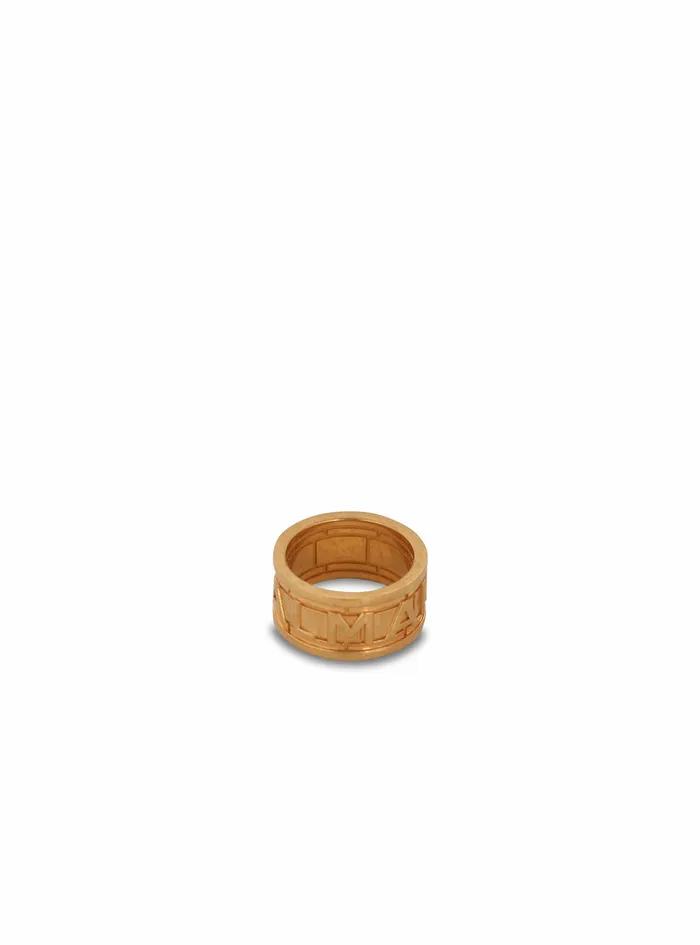 Balmain Fashion Jewelry Womens GoldTone Brass Tubular Ring With Chain Gold