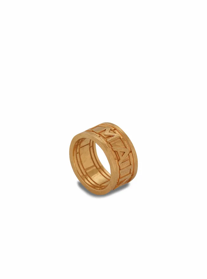 Balmain Fashion Jewelry Womens GoldTone Brass Tubular Ring With Chain Gold