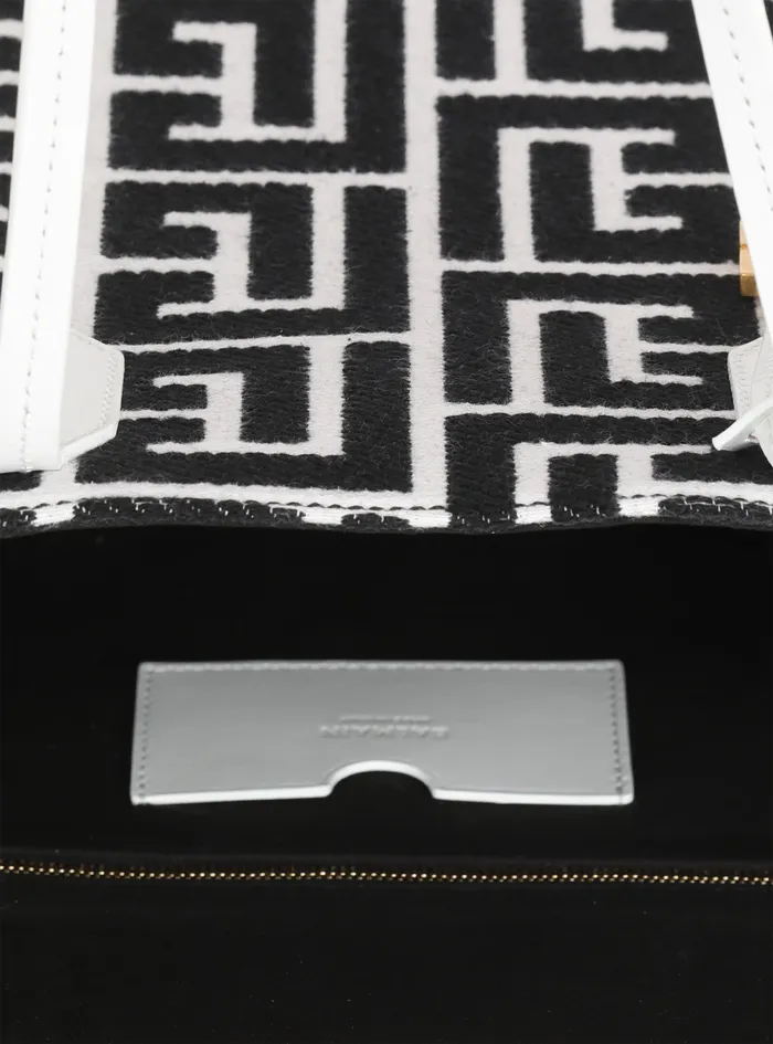 Balmain Folded Shopping Bags Womens LargeSized Bicolor Jacquard Folded Shopping Bag White Balmain Folded Shopping Bags Womens LargeSized Bicolor Jacquard Folded Shopping Bag White