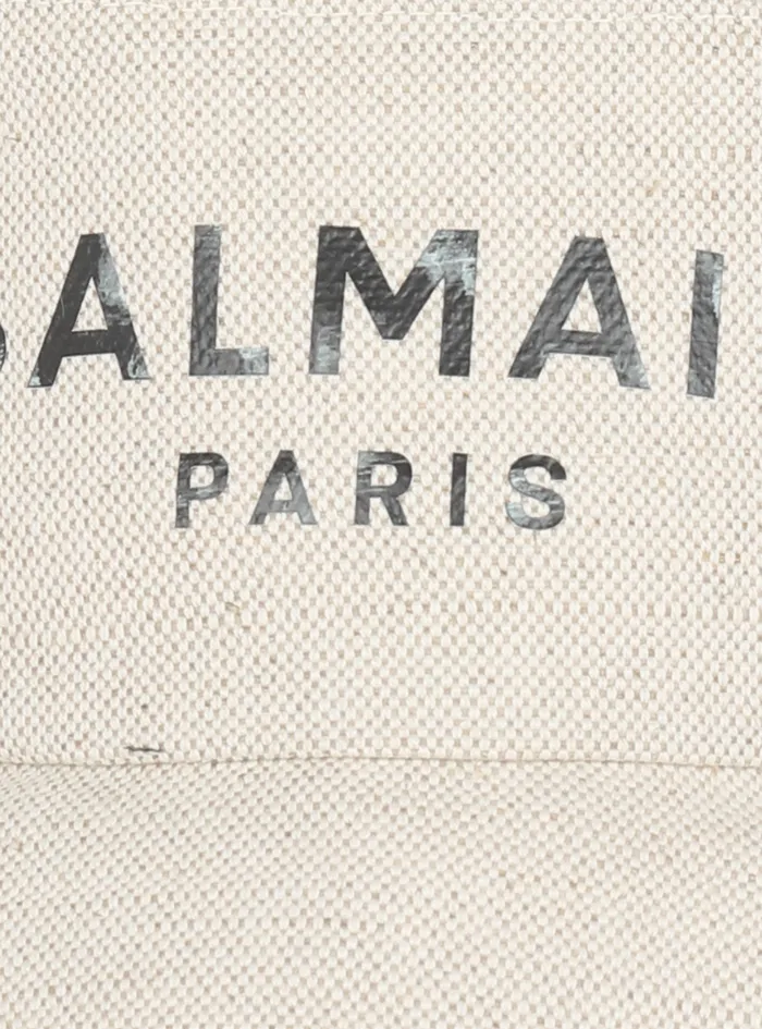 Balmain Hats Womens Cotton And Leather BArmy Bucket Hat With Balmain Logo White Balmain Hats Womens Cotton And Leather BArmy Bucket Hat With Balmain Logo White