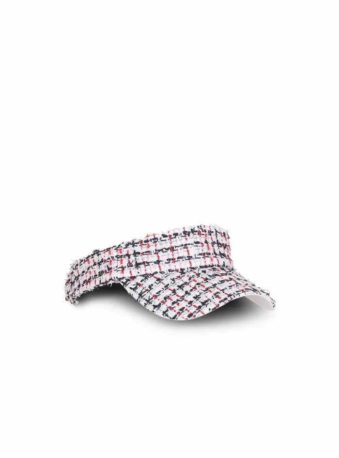 Balmain Hats Womens High Summer Capsule Tweed Visor Cap Multicolor