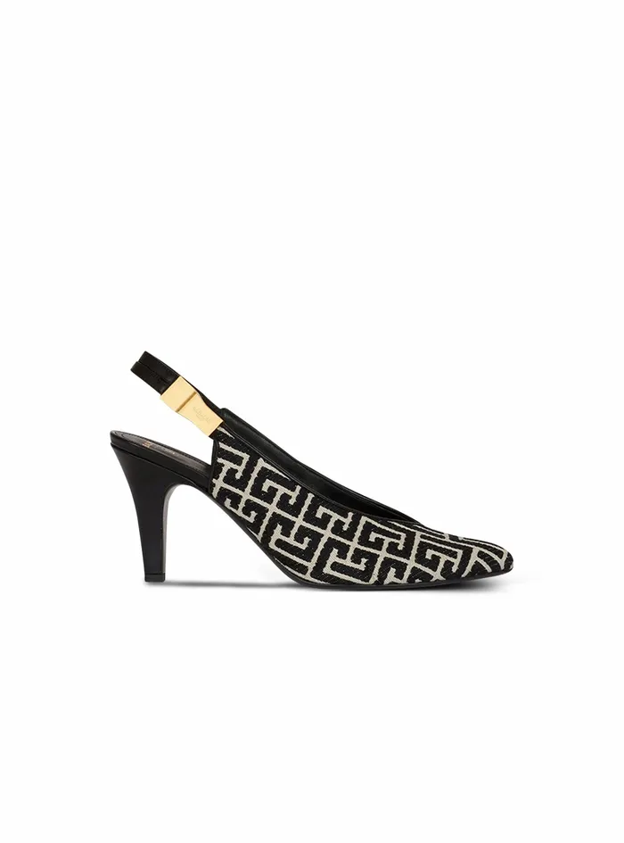 Balmain High Heels Womens Jacquard Needlepoint Tara Pumps With Balmain Monogram Black Balmain High Heels Womens Jacquard Needlepoint Tara Pumps With Balmain Monogram Black