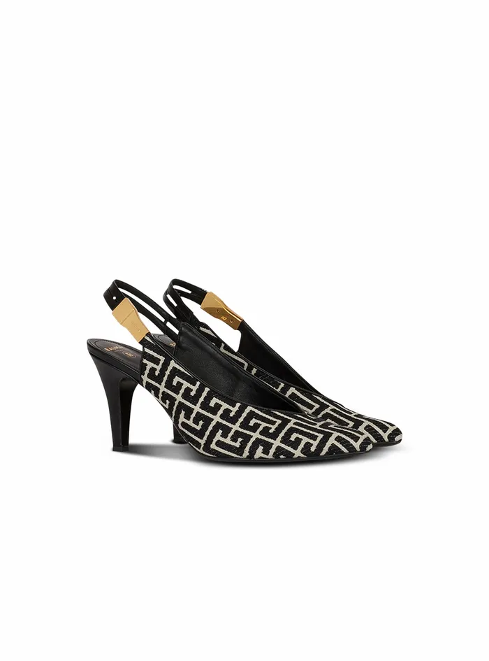 Balmain High Heels Womens Jacquard Needlepoint Tara Pumps With Balmain Monogram Black Balmain High Heels Womens Jacquard Needlepoint Tara Pumps With Balmain Monogram Black