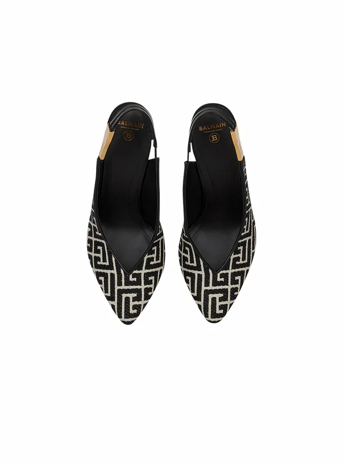 Balmain High Heels Womens Jacquard Needlepoint Tara Pumps With Balmain Monogram Black Balmain High Heels Womens Jacquard Needlepoint Tara Pumps With Balmain Monogram Black