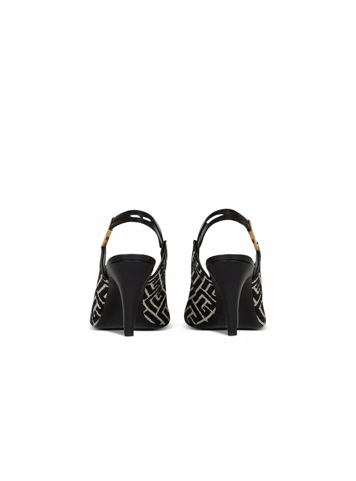 Balmain High Heels Womens Jacquard Needlepoint Tara Pumps With Balmain Monogram Black Balmain High Heels Womens Jacquard Needlepoint Tara Pumps With Balmain Monogram Black