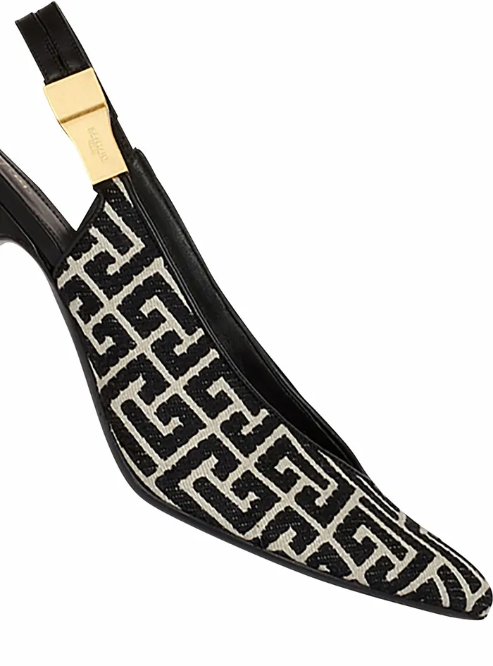 Balmain High Heels Womens Jacquard Needlepoint Tara Pumps With Balmain Monogram Black Balmain High Heels Womens Jacquard Needlepoint Tara Pumps With Balmain Monogram Black