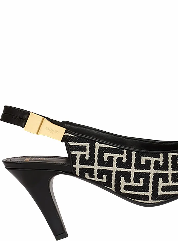 Balmain High Heels Womens Jacquard Needlepoint Tara Pumps With Balmain Monogram Black Balmain High Heels Womens Jacquard Needlepoint Tara Pumps With Balmain Monogram Black