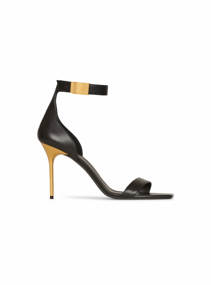 Balmain High Heels Womens Leather Uma Sandals Black