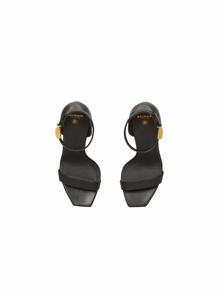 Balmain High Heels Womens Leather Uma Sandals Black Balmain High Heels Womens Leather Uma Sandals Black