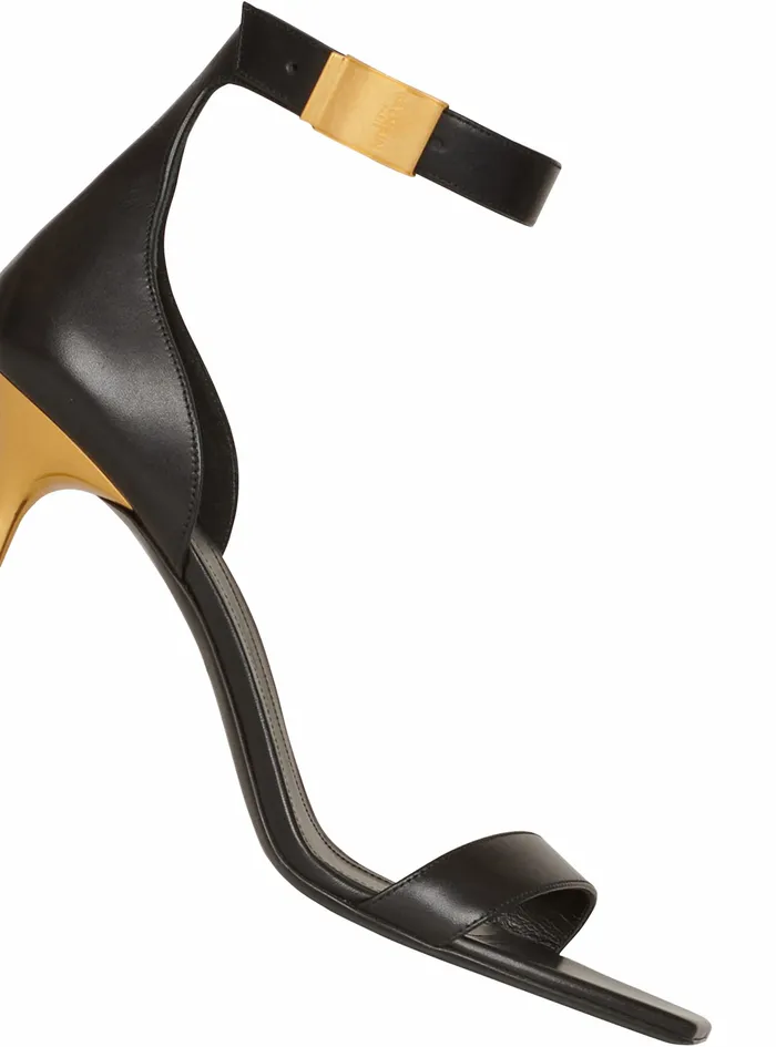 Balmain High Heels Womens Leather Uma Sandals Black Balmain High Heels Womens Leather Uma Sandals Black