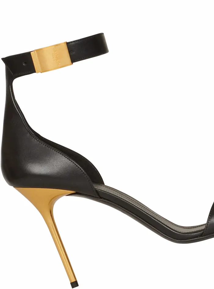 Balmain High Heels Womens Leather Uma Sandals Black Balmain High Heels Womens Leather Uma Sandals Black