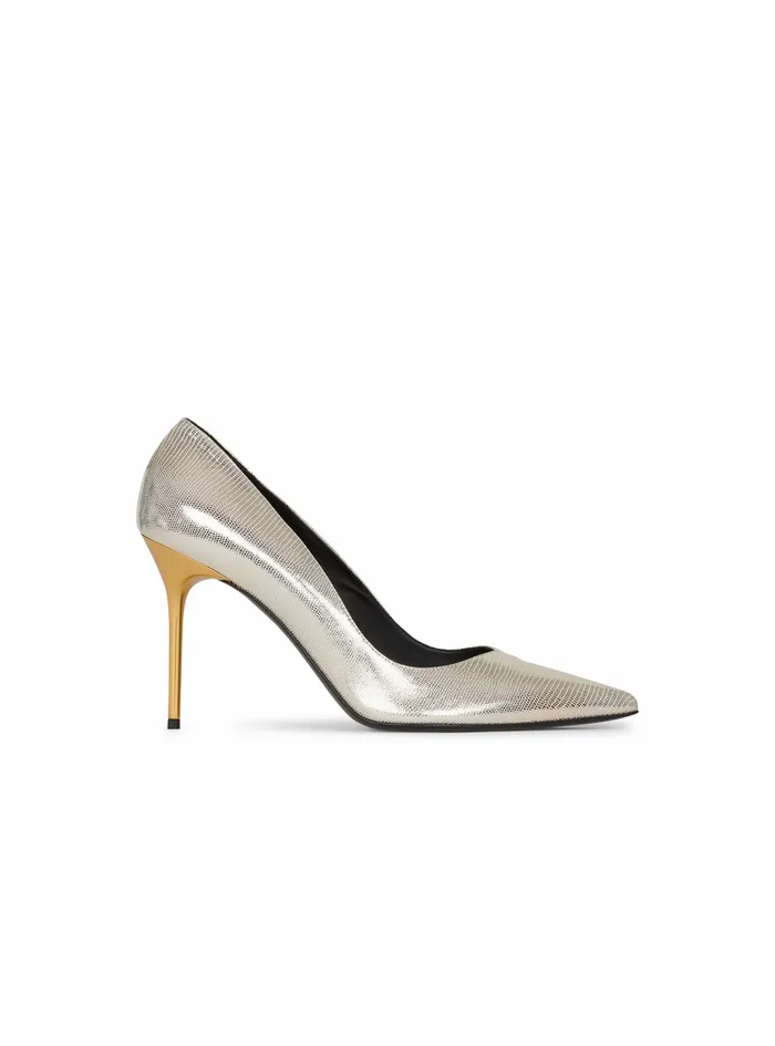Balmain High Heels Womens ReptileEffect Leather Ruby Pumps Gold
