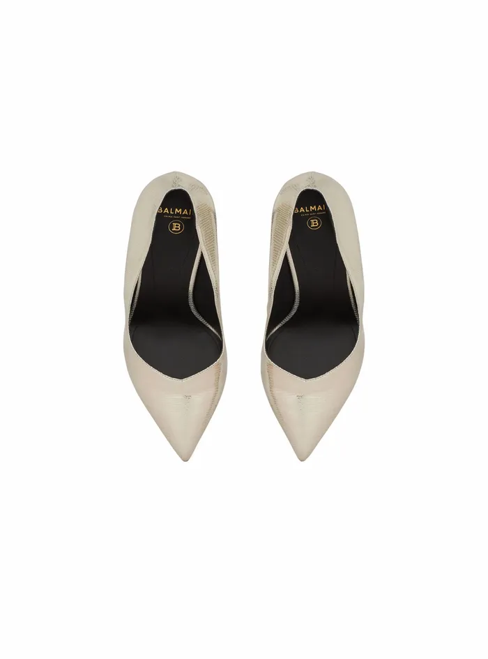 Balmain High Heels Womens ReptileEffect Leather Ruby Pumps Gold